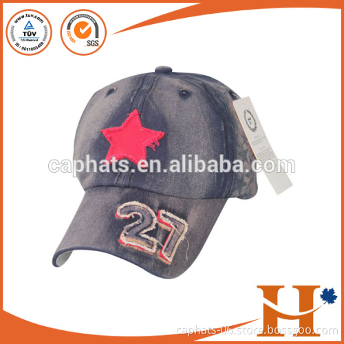 2015 New Fashion unisex Custom Embroidery jeans cow washed cotton applique patch hats